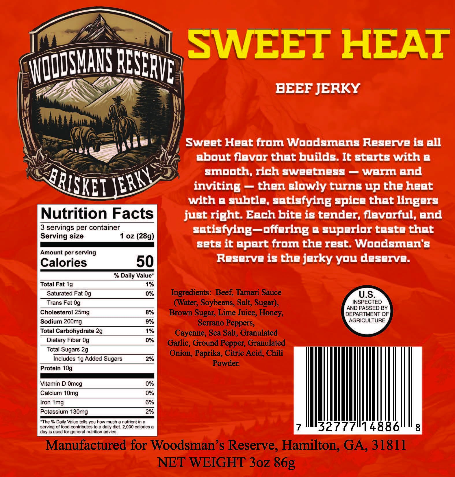 Woodsman's Reserve Sweet Heat brisket jerky