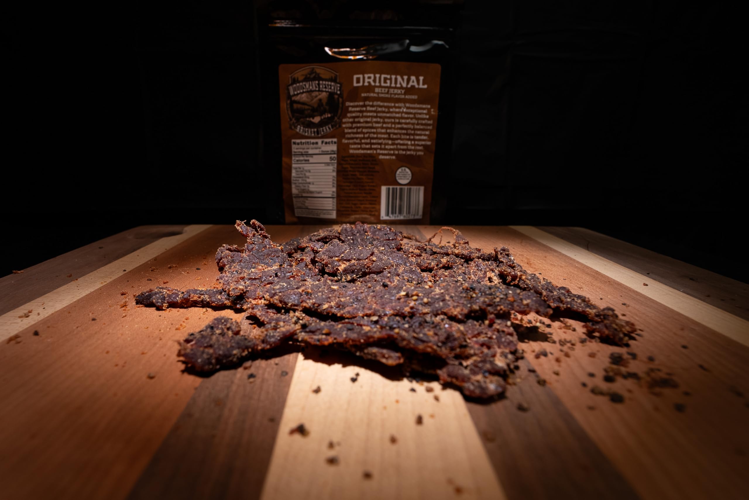 Woodsman's Reserve Original recipe brisket beef jerky.