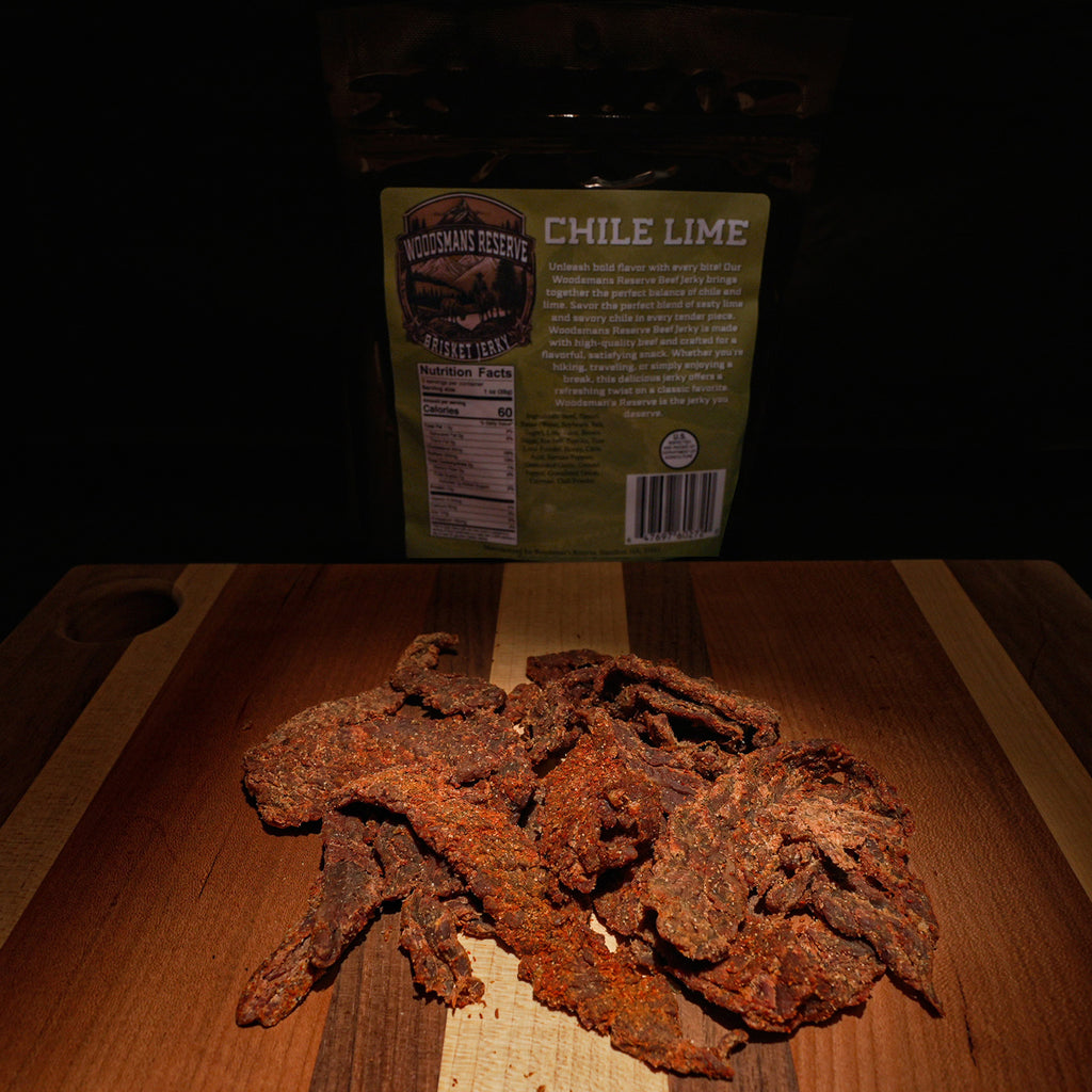Woodsman's Reserve Chile lime brisket beef jerky.