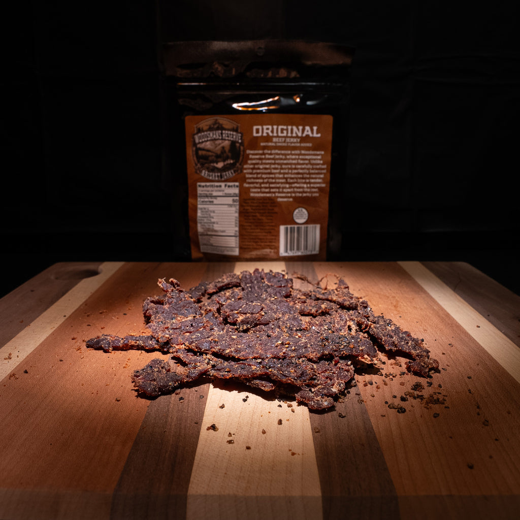 Woodsman's Reserve Original recipe brisket beef jerky.