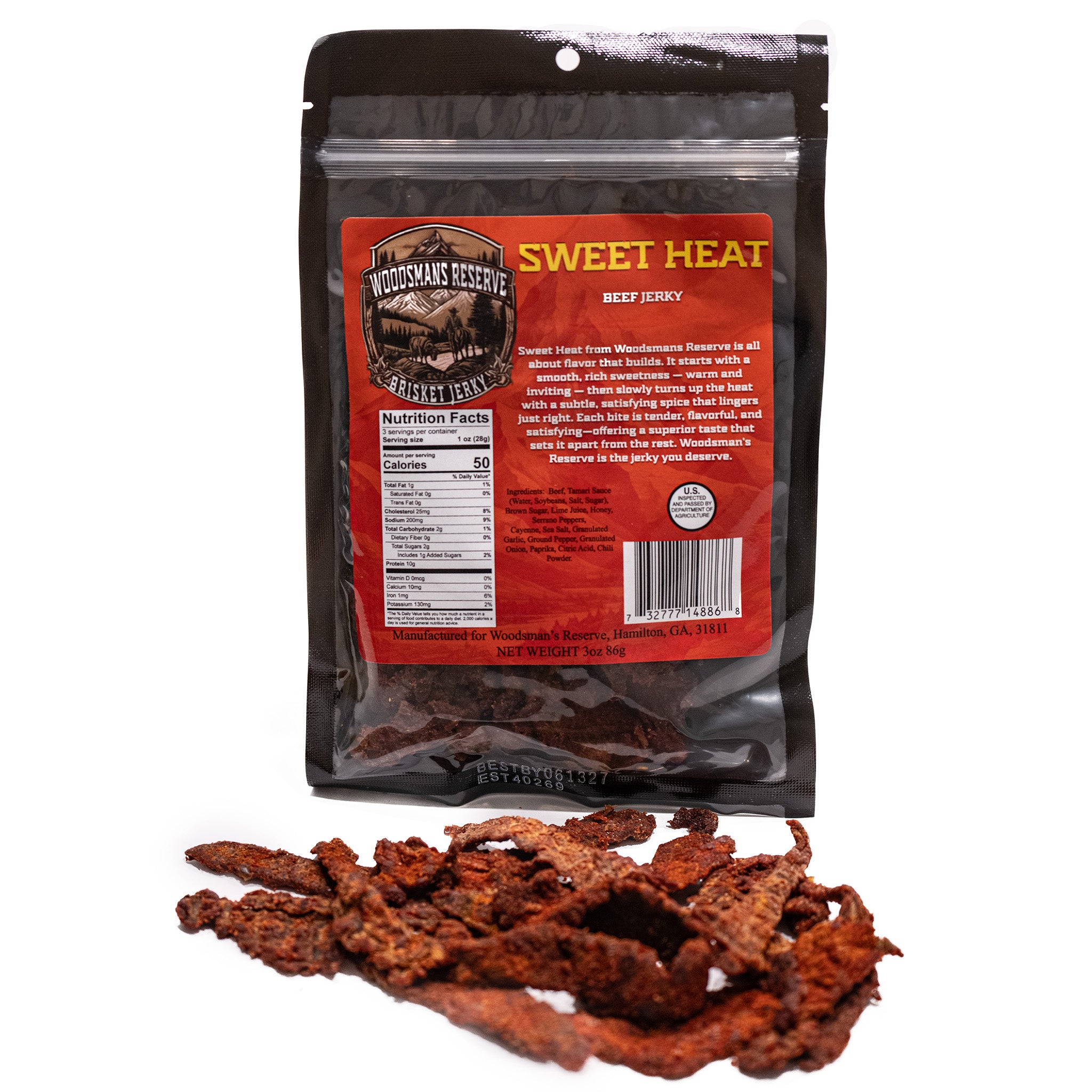 Woodsman's Reserve Sweet Heat brisket jerky