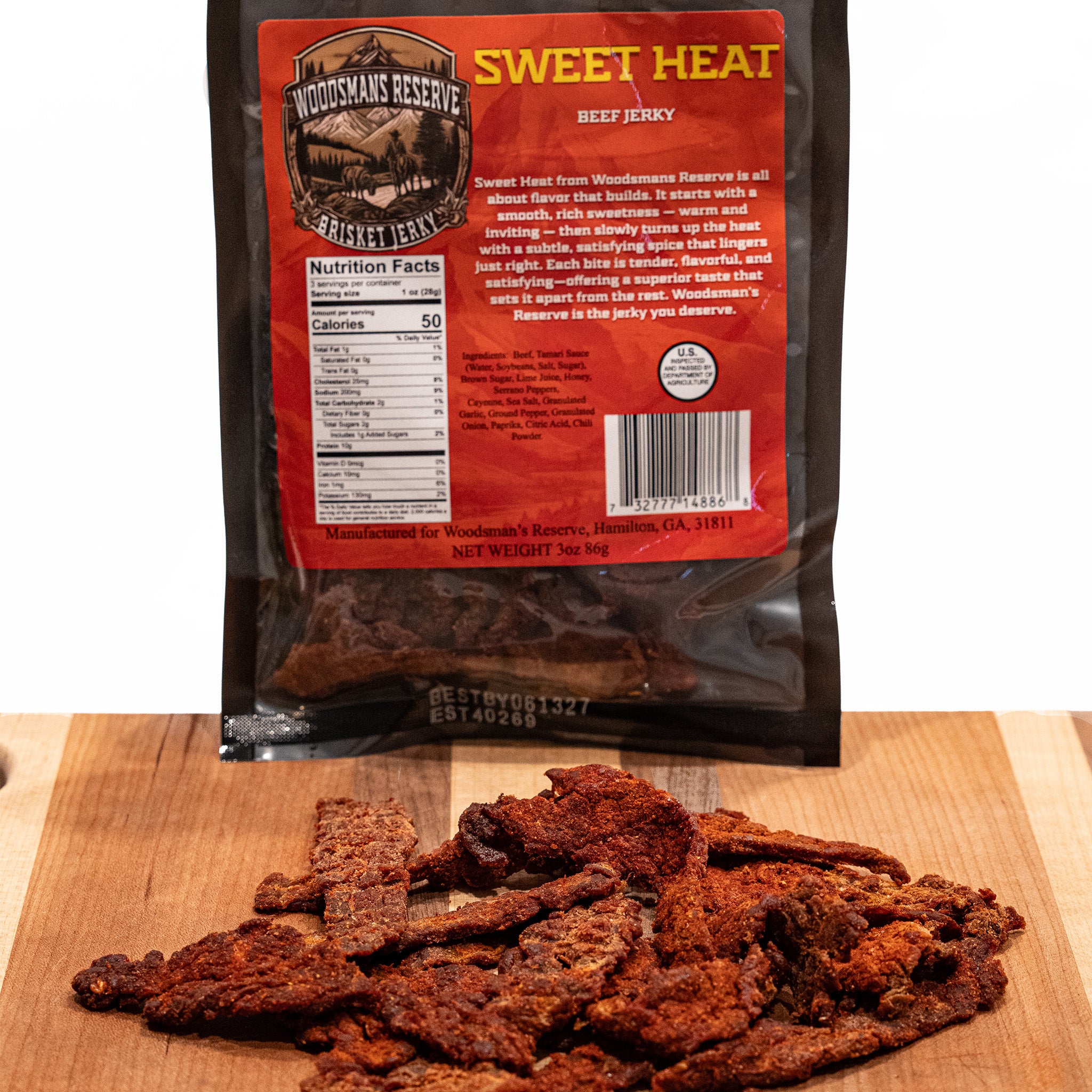 Woodsman's Reserve Sweet Heat brisket jerky
