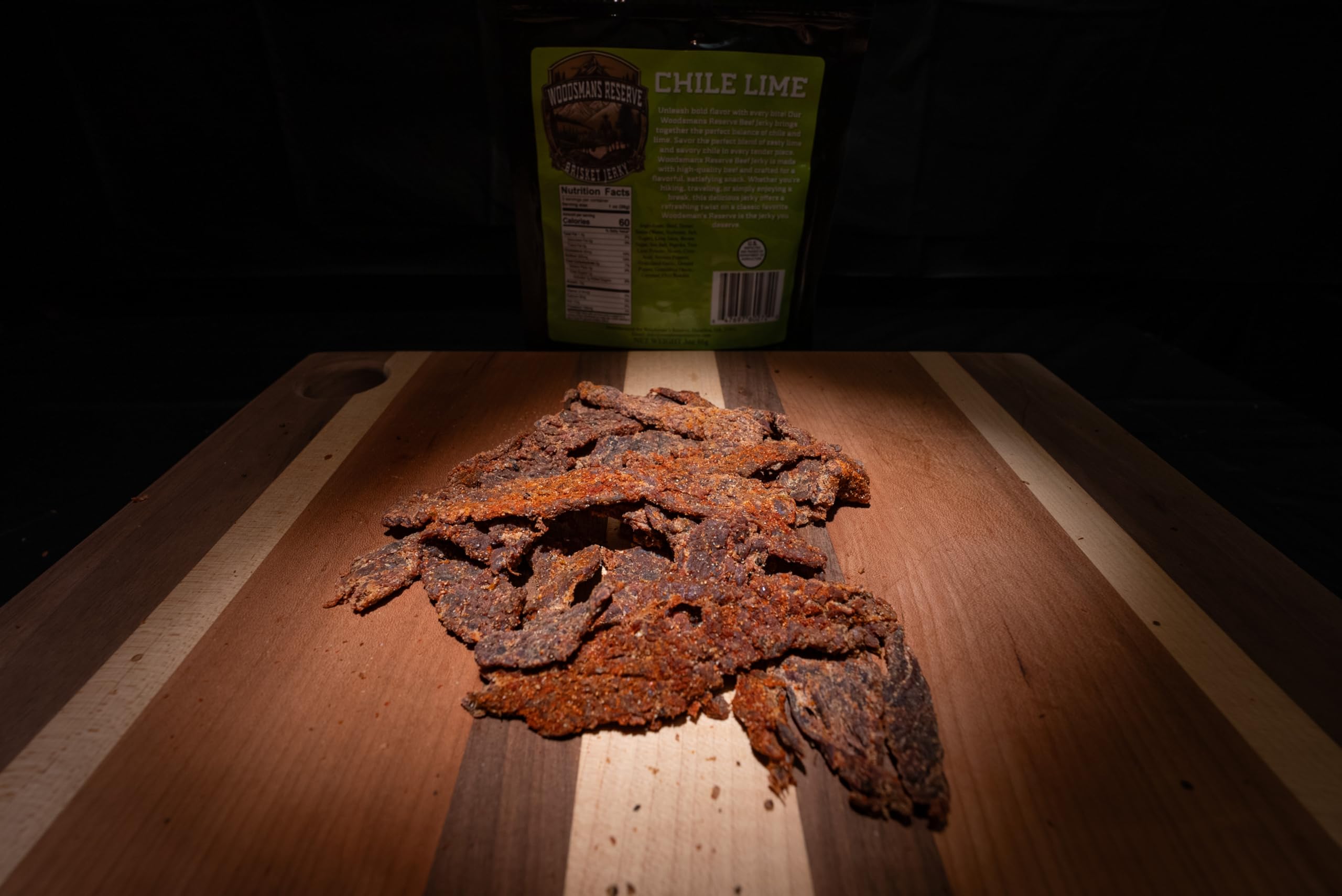 Woodsman's Reserve Chile lime brisket beef jerky.
